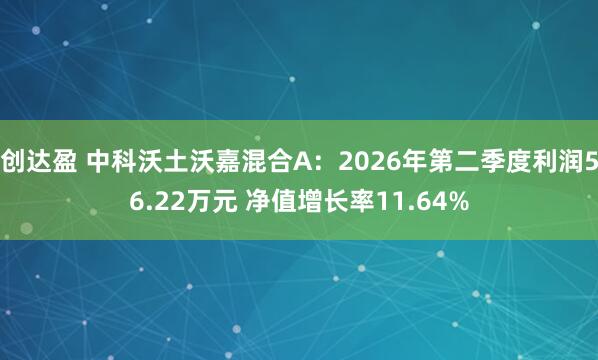 创达盈 中科沃土沃嘉混合A：2026年第二季度利润56.22万元 净值增长率11.64%